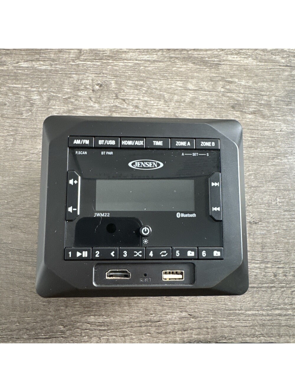 Jensen JWM22 AM/FM/Bluetooth/USB/HDMI/AUX Cube Wall Mount Stereo